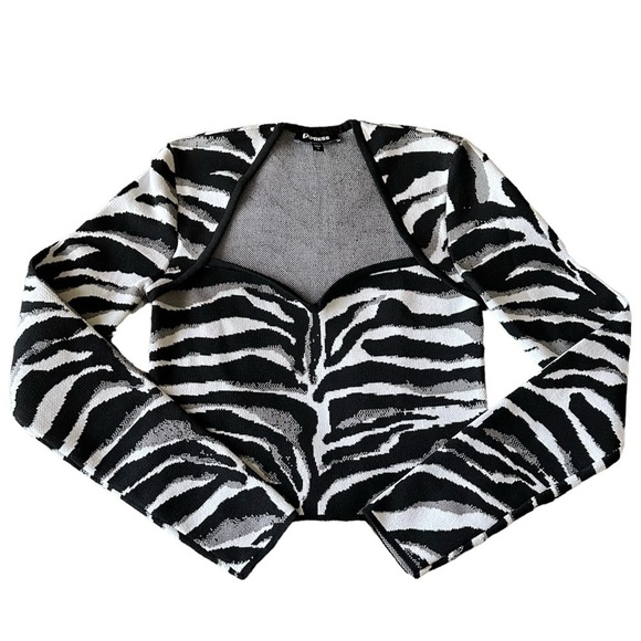 Express Sweater Zebra Print Sweetheart Neckline XS - Picture 2 of 6